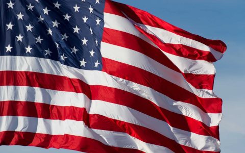 US Flag and Blue Sky